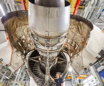 Das Testtriebwerk von Rolls-Royce: Hängt in Derby in Großbritannien.