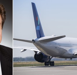 ALC-Chef John Plueger und ein Airbus A350, den die Airline World 2 Fly von der Air Lease Corporation mietet.
