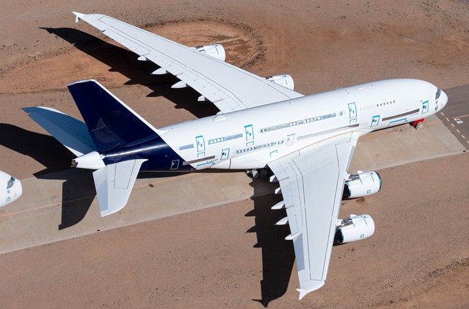 Die ehemalige D-AIMF und heutige F-WTAP in Teruel: Der Airbus A380 wird bald zerlegt. 