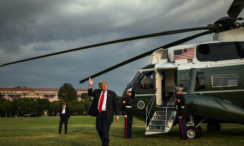 Marine One auf der Ellipse: Wegen der Bauarbeiten von hier unterwegs.