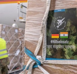 Die deutsche Luftwaffe mit dem A350: 120 Beatmungsgeräte flogen nach Indien.