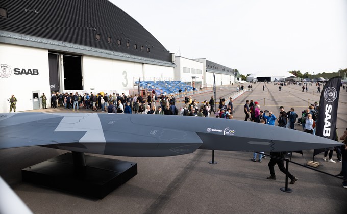 Saab A3-001: Modell in Originalgröße bei der Swedish Armed Forces Air Show.