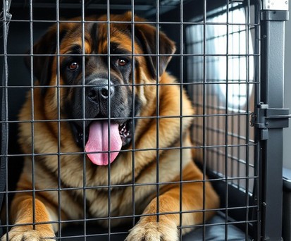 Ein großer Hund in einer Transportbox (KI-Bild): In Italien könnte das bald Wirklichkeit werden.