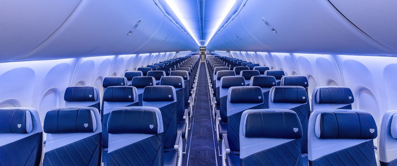 Kabine von Southwest Airlines: Mancher Fluggast braucht zwei Sitze.