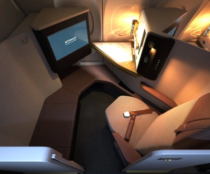 First Class im Airbus A321 LR von Etihad: Kommt gut an. 
