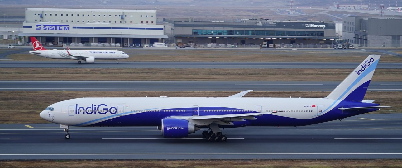 Boeing 777 von Indigo mit türkischer Kennung: Zwei Maschinen von Turkish Airlines geleast.