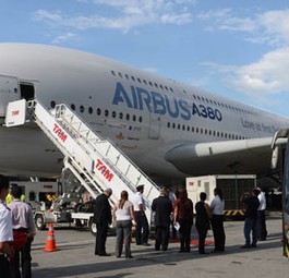 Airbus A380 für einen Test zu Gast in São Paulo Guarulhos: Bald ein ganz normaler Anblick.
