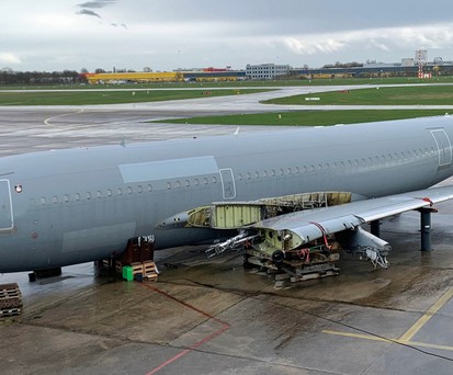 Der auseinander gebaute Airbus A310 in Hannover: Zukunft noch immer ungewiss.