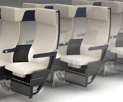 Der neue Sitz Cozy Suite: er ist versetzt und dadurch platzsparend: und soll so für Passagiere und Airlines vorteilhaft sein.