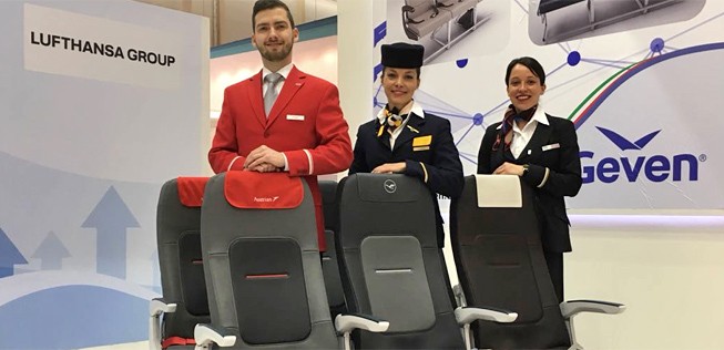 Die Lufthansa Gruppe und der Sitzhersteller Geven präsentierten den Sitz-Deal auf der Messe AIX in Hamburg.