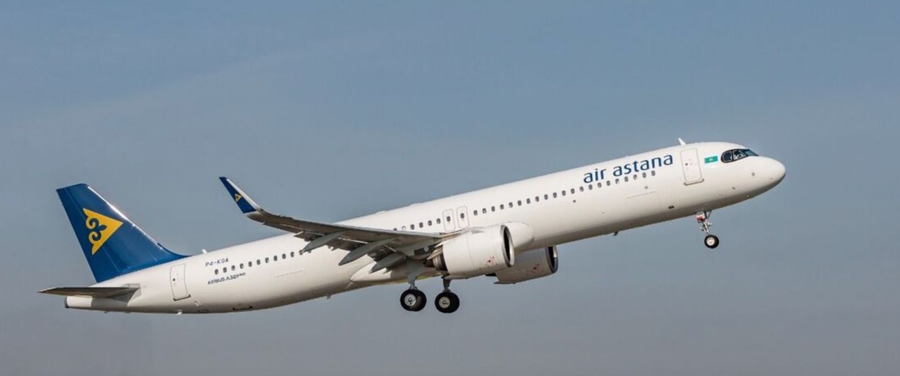 Airbus A321 LR von Air Astana: Manche haben drei Zusatztanks.