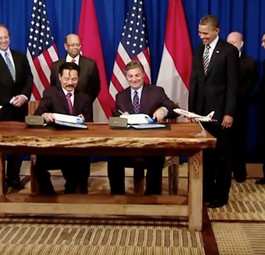 Vertragsunterzeichnung von Boeing und Lion Air: Sogar US-Präsident Obama war nach Indonesien gereist.