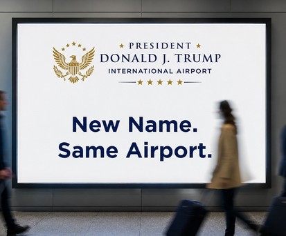 So wirbt der Flughafen für den Namenswechsel (Symbolbild): Der neue Name kommt nicht nur gut an.