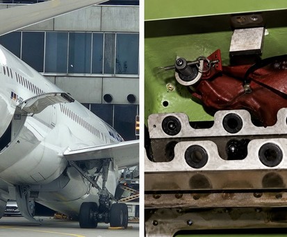 Die auf der Nase liegene Boeing 787, vergessener Verriegelungsstift: kleines Teil, großer WIrkung.