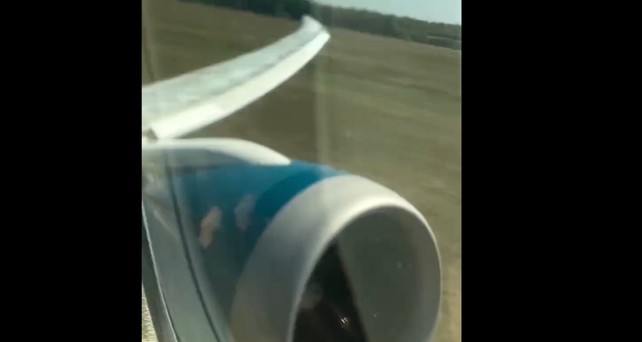 Der Start der Boeing 787 von Vietnam Airlines aus Passagiersicht: Deutlich über das Pistenende in München hinaus.