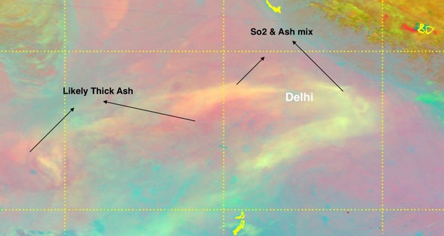 Aschewolke über Indien: Der Luftverkehr ist beeinträchtigt. 