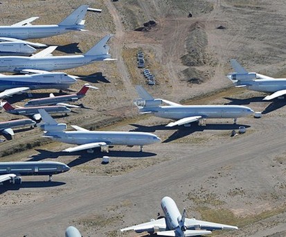 Platz 3: Der Pinal Airpark ist der größte Flugzeugfriedhof der Welt. In dem trockenen Wüstenklima sollen die eingemotteten Jets besonders gut erhalten bleiben.