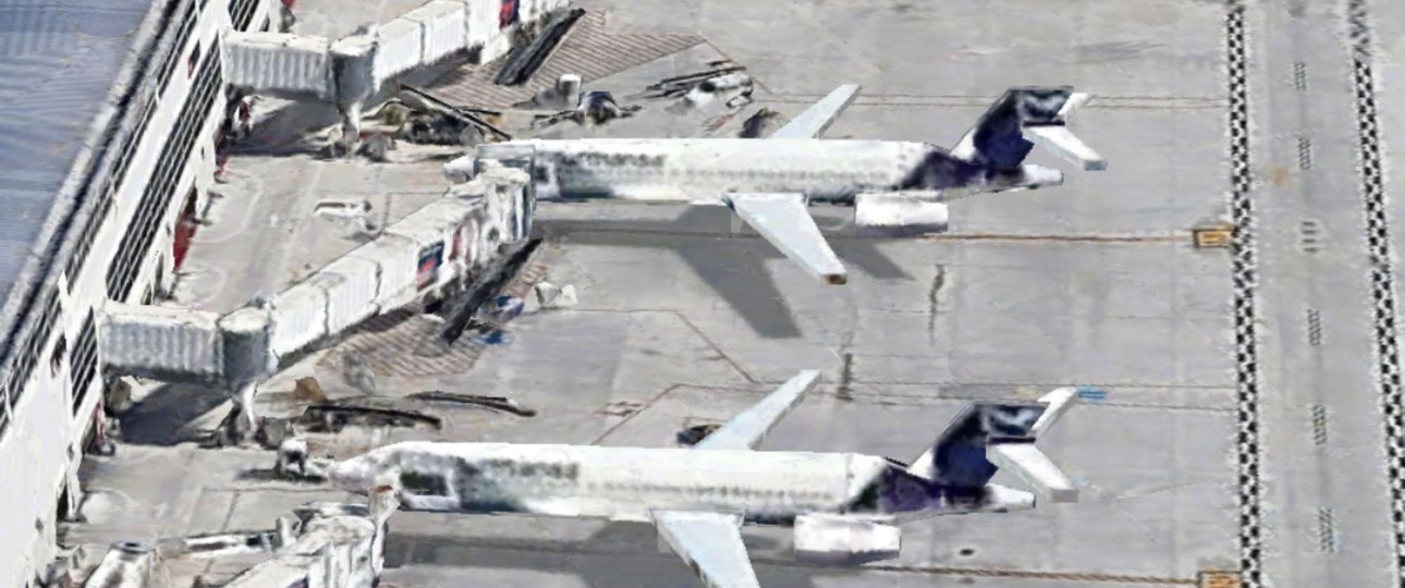 Zwei Boeing 717 von Lufthansa: Die Maschinen erscheinen in Google Maps am Flughafen Detroit.
