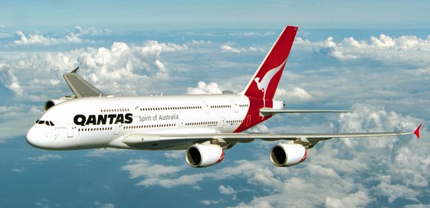 Airbus A380 von Qantas: Manchmal nur halb voll.