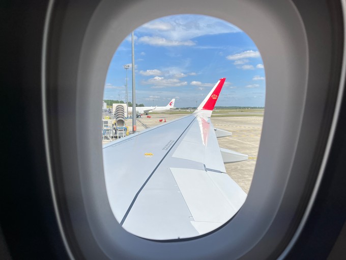 Blick aus dem Fenster auf das Winglet.
