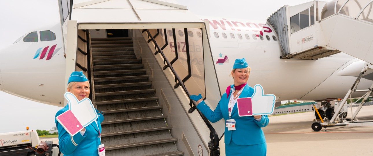 Eurowings-Flugbegleiterinnen vor einem Flug in die USA: Bald gibt es eine neue Marke.