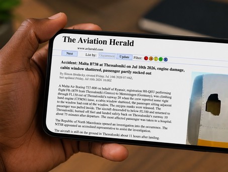 Loch in der Triebwerskverkleidung (Bildzitat Aviation Herald): Die Boeing 737 von Ryanair hatte ein Treibwerksproblem.