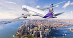 Embraer E195-E2 in den Farben von Avelo über New York: Die Airline will expandieren.