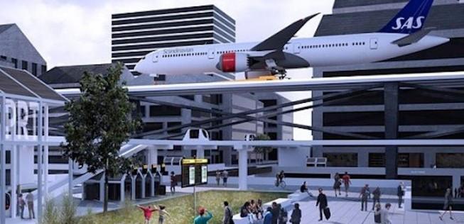 Suttons Idee ist, dass ein Flughafen in den Alltag der Stadtbewohner integriert würde.