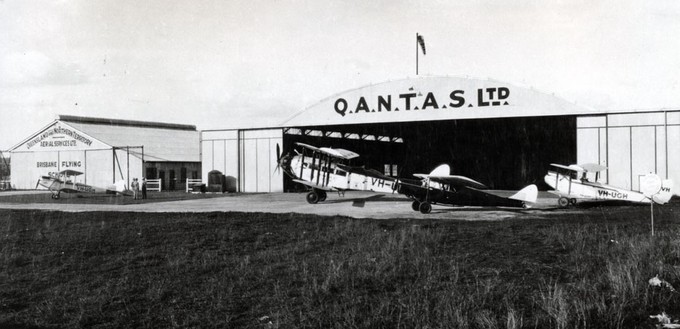 Hangar von Qantas in Brisbane Ende der 1920er-Jahre.