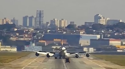 Die Boeing 747-8 nach der Landung in São Paulo: Der Loste fragte nach dem Grund für den Mayday-Ruf.
