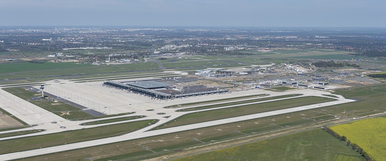 Southern runway at the new Berlin Brandenburg Airport.