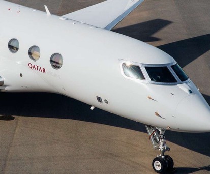 Eine Gulfstream G650ER von Qatar Executive: Die Maschine brachte eine Delegation aus Katar nach Israel - mit Zwischenstopp auf Zypern.