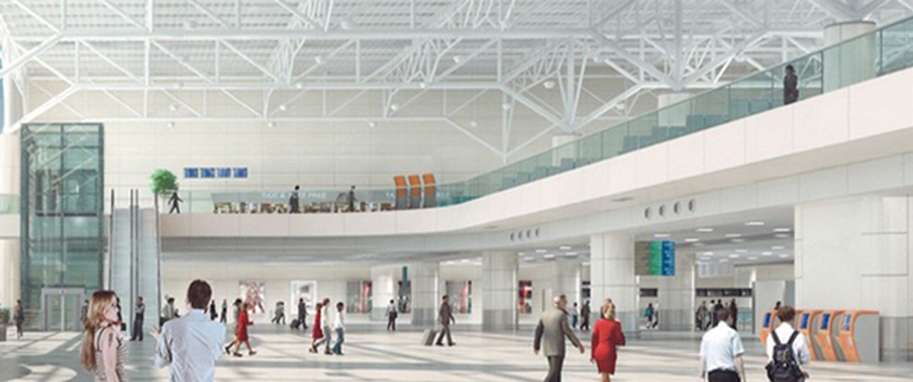 Visualisierung des Flughafens Domodedovo: So könnte Terminal 3 aussehen.