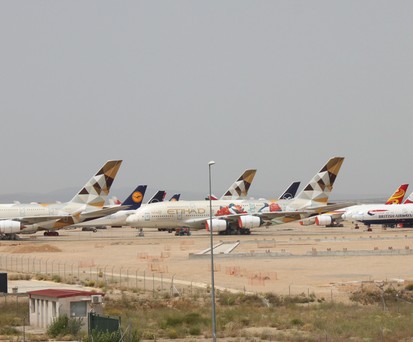Etwa 300 Kilometer von Madrid entfern: Geparkte Flugzeuge in Teruel.