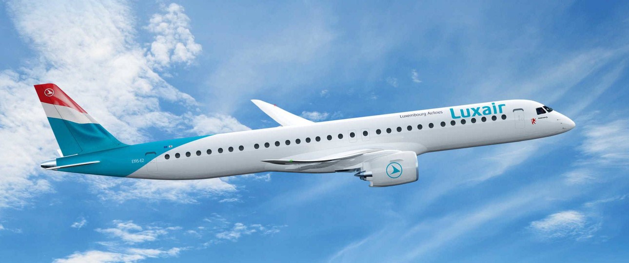 E195-E2 in der Lackierung von Luxair: Die Fluggesellschaft hat vier Maschinen fest bestellt.