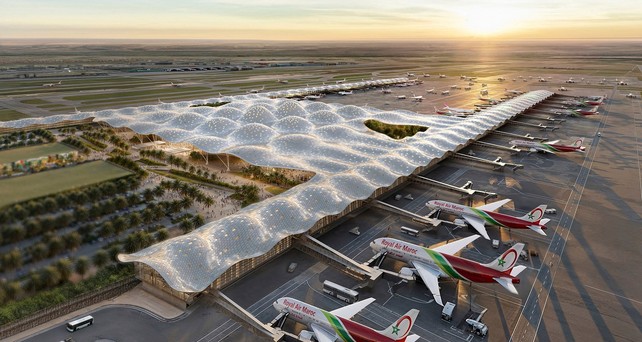 Computeranimation des neuen Terminals von Casablanca: Das neue Gebäude soll Ende 2029 fertiggestellt sein.