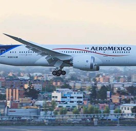<strong>Platz 9: </strong>Mexiko. Der Inlandsverkehr liegt aktuell bei <strong>56 Prozent </strong>des Vorjahresniveaus. Hier zu sehen, eine Boeing 787 von Aeromexico im Anflug auf Mexico City.