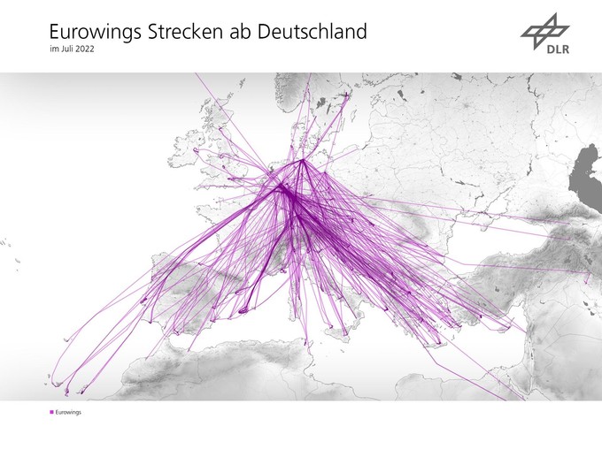 Eu­ro­wings bot 322 Stre­cken ab Deutsch­land an.