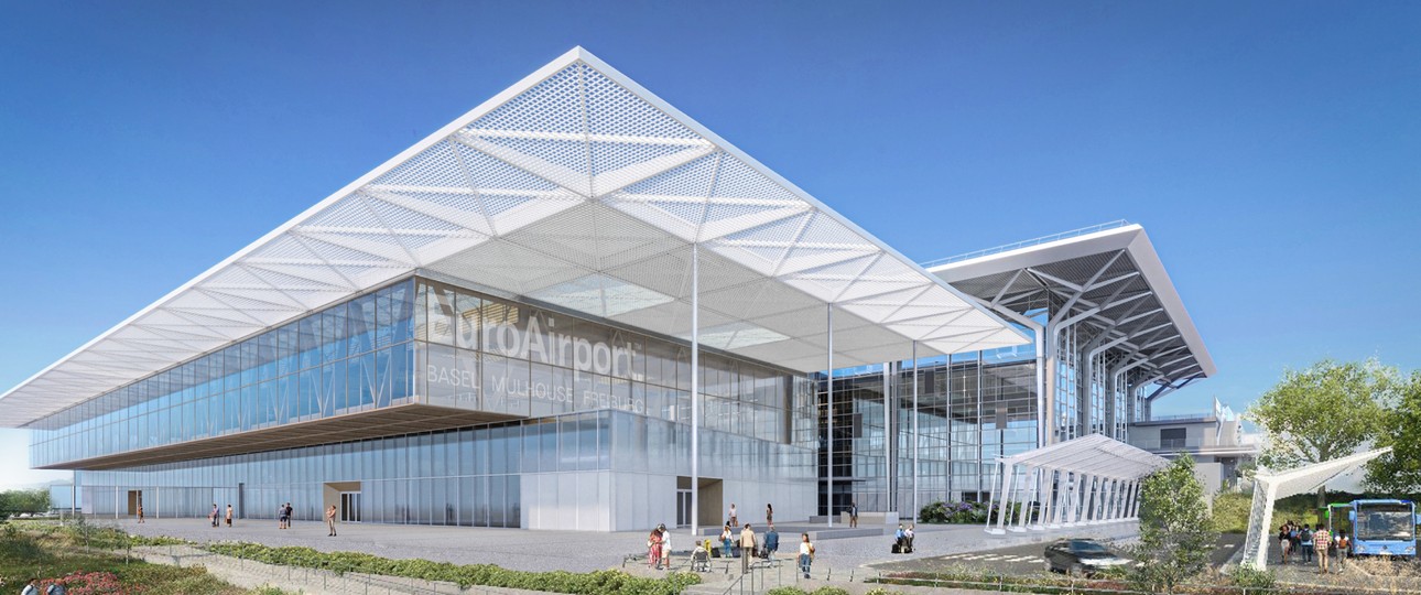 Entwurf für den Terminalanbau am Flughafen Basel: Soll bis 2030/2031 fertig sein.