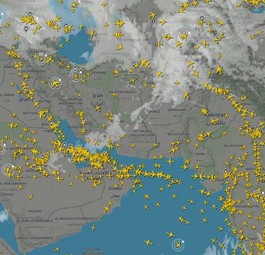 Verkehrsströme: Der Dienst Radarbox zeigt die Flugbewegungen in der Region, hier am 28. November 2024 gegen 11:20 Uhr mitteleuropäische Zeit.