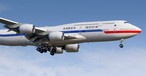 Die Boeing 747-8 der koreanischen Regierung im Anflug auf Frankfurt: Es war ein kurzer Besuch.