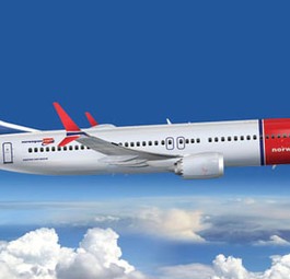 So wird die erste Boeing 737 Max von Norwegian aussehen. Das Leitwerk ziert ein Porträt von Freddie Laker. Der ehemalige Militärpilot gründete in seinem Leben mehrere Fluglinien.