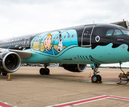 Brussels Airlines‘ Airbus A320 im Tim-und-Struppi-Design: Die Bemalung des Jets ...