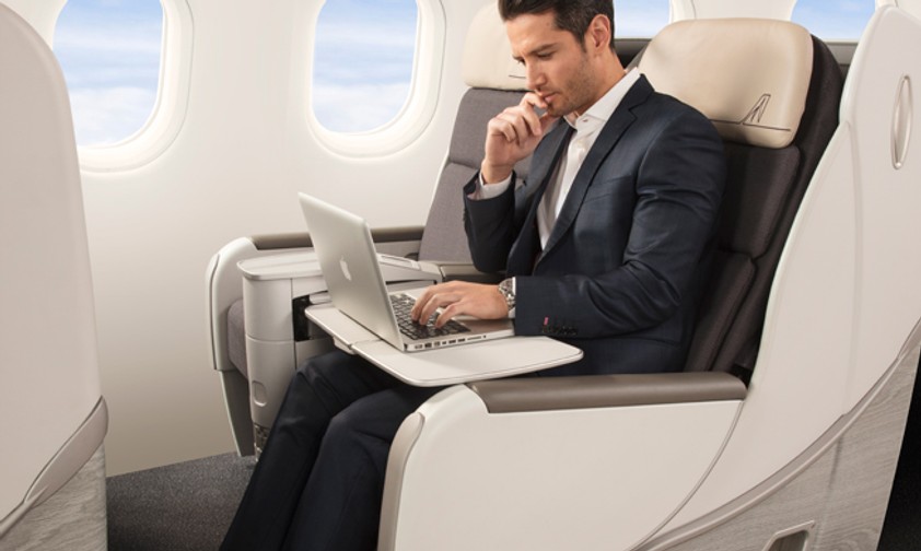 Corsairs neue Business Class: Stets zwei Sitze nebeneinander.