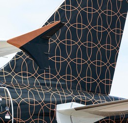 Leitwerk des Airbus A319 von Beond: Manchmal ist der Flieger ziemlich leer.