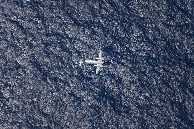 ... sind als Druckpropeller nach hinten gerichtet.