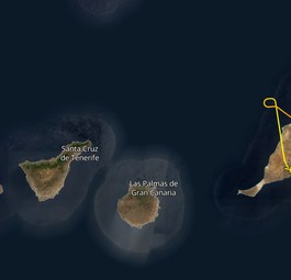 Die Kanarischen Inseln und der Flugverlauf von Jet2s G-JZDC: Zweiter erfolgloser Versuche, auf Lanzarote zu landen.