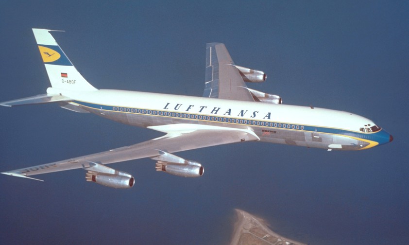 Boeing 707 von Lufthansa: Damit flog die Fluglinie in den 1960ern in die USA - war dort aber wenig bekannt.