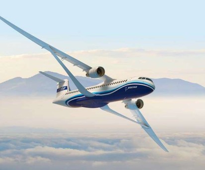 Designstudie TTBW im Windkanal: Mit neuen Flügel soll der von Boeing und der Nasa entwickelte Zukunftsflieger genauso schnell wie heutige Flugzeuge fliegen können.