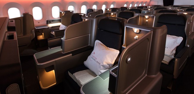 In der Business Class haben 42 Fluggäste Platz. Die Konfiguration ist 1-2-1.